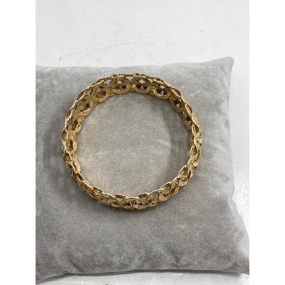 Gold Coated Sterling Silver Filigree Weave Wide Bangle Bracelet Turkey - Picture 4 of 11